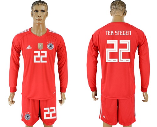 Germany #22 Ter Stegen Red Long Sleeves Goalkeeper Soccer Country Jersey - Click Image to Close